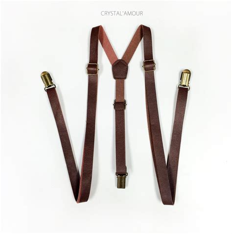 dark brown leather suspenders|men's brown leather suspenders.